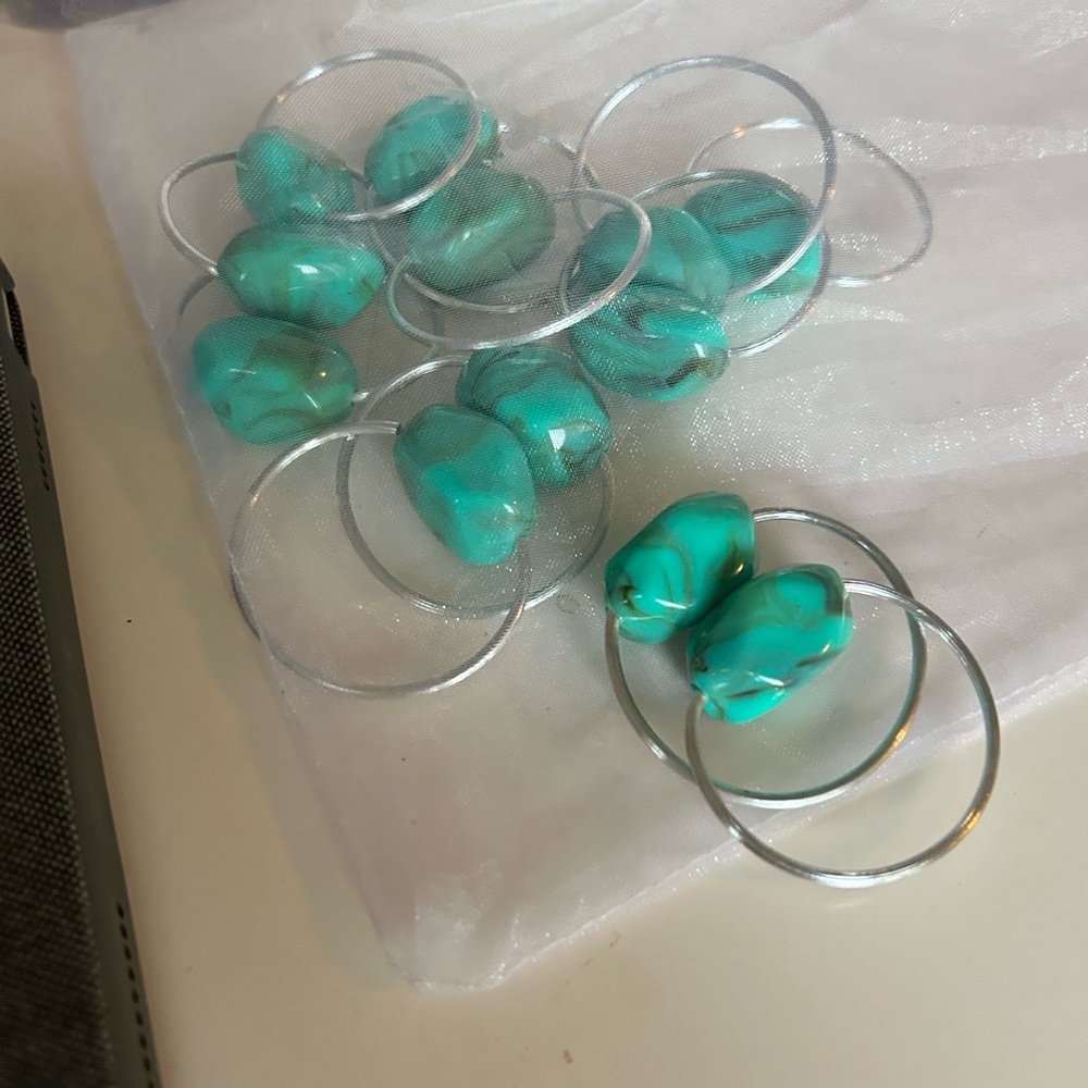 Silver Napkin ring holders with Turquoise Stones - 12 napkin rings